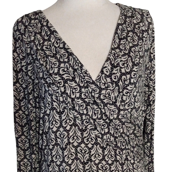 Soft Surroundings Black White Faux Wrap Front Jersey Knit Maxi Dress Size Medium - Picture 4 of 9